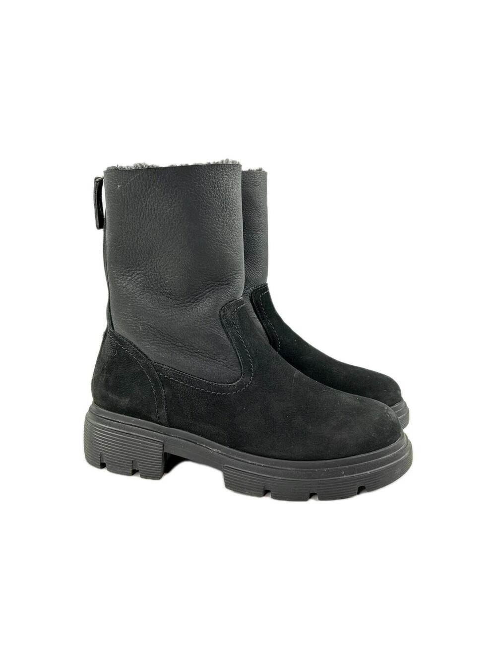 Paul Green Palmer black winter boot US 7 Fur-Lined Back Zip Chunky Heels Boots